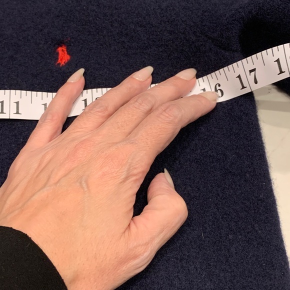 73. 100% Lamb’s Wool Polo Ralph Lauren Sweater Navy Blue Size L - BOYS - Picture 7 of 9